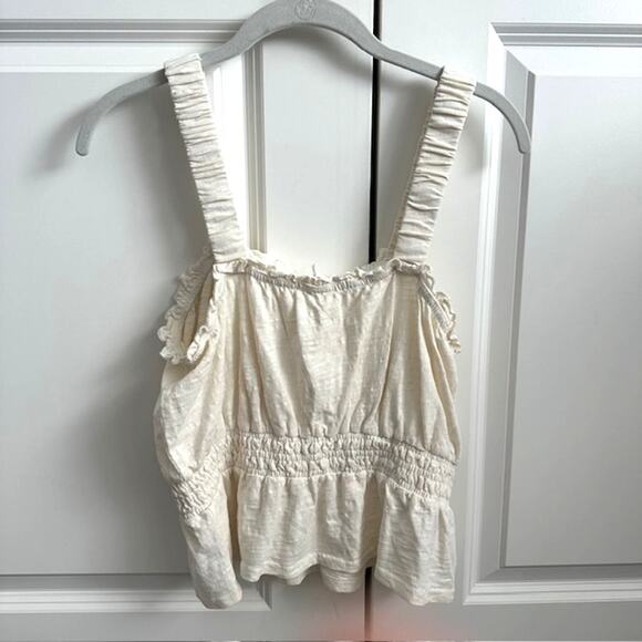 Marine Layer NWT Dylan Smocked Tank 100% Cotton Size: Small Color: Ant. White - Picture 6 of 10